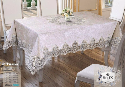Скатертина Selin 120114363 160х300 Оксамит Бежевий