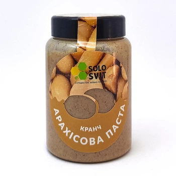 Арахісова паста без цукру SoloSvit кранч 400г