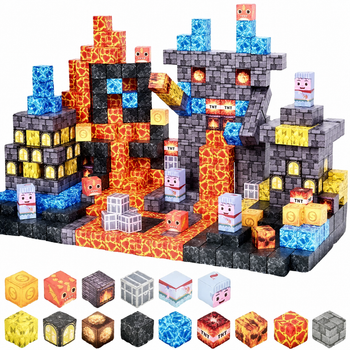 Магнитный конструктор Minecraft 160 шт по игре Майнкрафт Нижний мир и лава Mk001021
