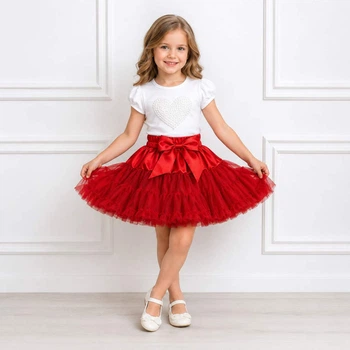 Пишна спідниця-американка Pettiskirt червона, зріст 110 см