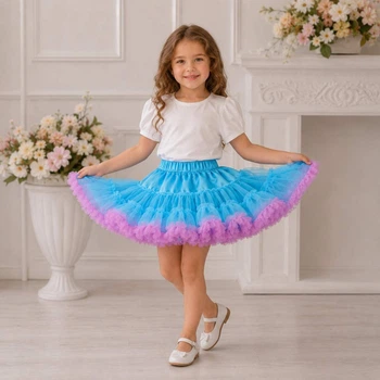 Пишна спідниця-американка Pettiskirt блакитно-рожева, зріст 110 см