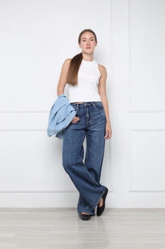 Джинсы wide leg женские 3XL цвет синий YUKI ЦБ-00295758
