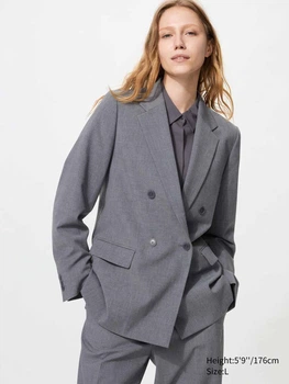 Піджак класичний подовжений жіночий Uniqlo 105091065 XL Сірий (1161457727)