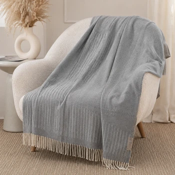 Плед кашемировый Дюна 140х200 см серый 90% шерсть мериноса, 10% кашемир