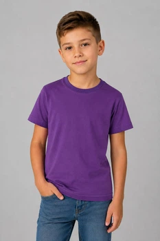 Футболка детская NoBrand Classic Фиолетовый хлопок однотонная базовая 122 (TSH-BOY-VIO-122)
