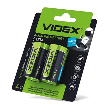 Батарейка алкалінова Videx LR14/C, на блістері 2шт