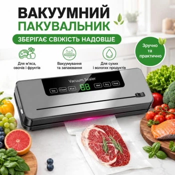 Вакуумный упаковщик для продуктов Вакууматор для еды бытовой с LED-дисплеем и встроенным резаком DMC