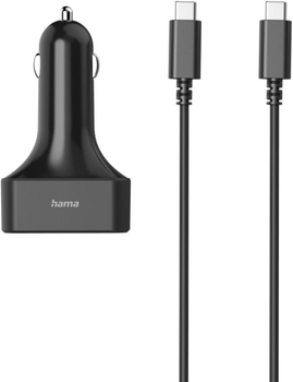Автомобільний зарядний пристрій Hama 00200018 USB-C + USB-A 65W PD Car Чорний (00200018)