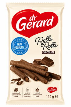Вафельні трубочки Dr.Gerard Rolls Chocolate з шоколадною начинкою 144 г