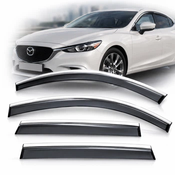Дефлектори вікон вітровики Benke для Mazda 6 GJ 2012- Хром Молдинг З Нержавіючої Сталі 3D (BMDM61423-W/S)