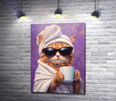 Картина Кошка с чашкой после SPA 45x60 см Модуль №1 (006292)