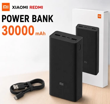 УМБ Павербанк 30000mAh, внешний аккумулятор Xiaomi Redmi Power Bank 2xUSB QC3.0 18W Black (PB3018ZM)