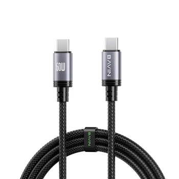 Кабель BAVIN U-CB364-CC SUPER FAST CHARGING 60W Type-C/Type-C 1M Black