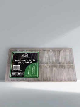 Global Fashion Sandwich Dual Nail Form Довгий стилет — двосторонні форми «Сендвіч» для нарощування нігтів, 240 шт 15 розмірів