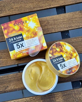 Гидрогелевые патчи для глаз с 24K золотом и коллагеном SADOER 5X Extract 24K Golden + Collagen Tender Smooth Eye Mask, 100 g 80 шт