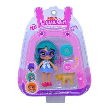Кукла little girl 9 см, з тваринкою (бирюзова) (8910-E35)