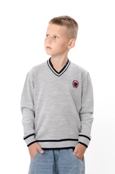 Дитячий джемпер для хлопчика зі смужками NoBrand 104 Сірий (p-20883-251545)