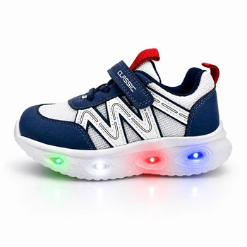 Кросівки дитячі Tom.m для хлопчика біло-сині з LED-підсвіткою на липучці з супінатором розмір 24 (15.8 см)