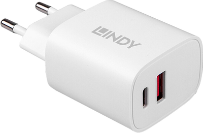 Ładowarka Lindy 73413 USB-C + USB-A 20W PD Czarna (4002888734134)