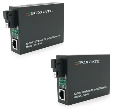 Медиаконвертер пара FOXGATE ECQ1G1SM (A+B) 1310-1550 WDM, 10/100/1000 Base-Tx, Full/Half duplex, SC 20km