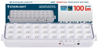 Аварійний світильник з акумулятором Enerlight Galaxy AC/DC 100Лм 6500К Li 3/7В 1/2Агод (GALAXY100ACDC12C)