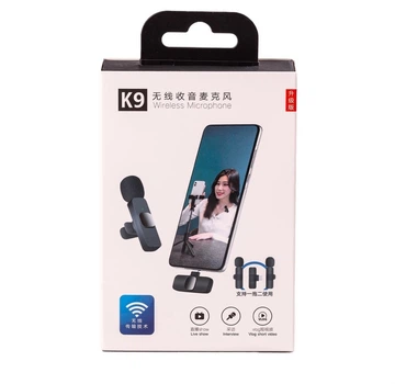 Мікрофон бездротовий петличний К9 Senxin 2шт в комплекті для Iphone та Android / Type-C і Lighting/ Black