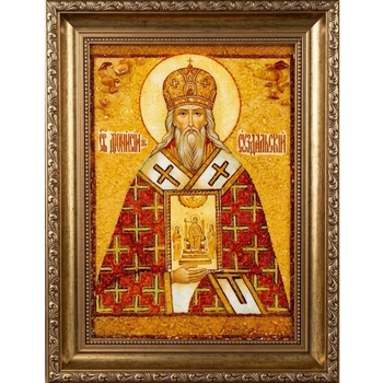 Картина из янтаря икона 'Святой Дионисий' размер полотна 20х30 см (арт. ДIOHICIЙ2030)