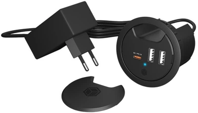 Stacja ładowania ICY BOX IB-HUB1407 In-Desk 3-Port 27W PD 3.0 Czarna (4250078173670)