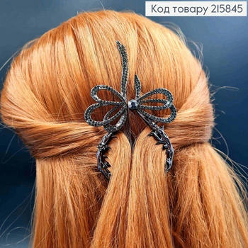Заколка краб-зажим для пучка, "Бант" в камнях, металл, 10см, цвета.
