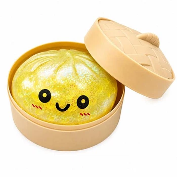 Сквиш Пельмень в коробочке Dumpling Squishy Антистресс Игрушка с Блестками 9 см