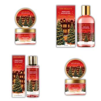 Новорічний набір для тіла UKR BEAUTY Holiday Flame (Святкове полум'я) - скраб, гель для душу, крем, міст