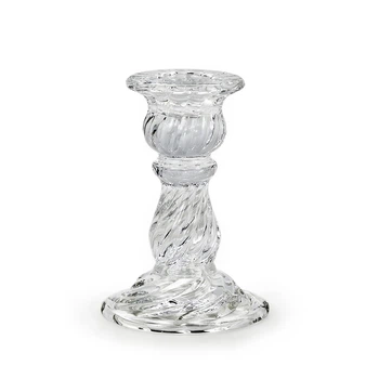 Подсвечник стеклянный для столовой свечи Kaktus Royal Candle прозрачный 10см