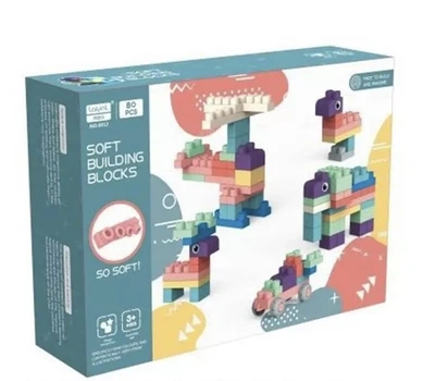 Детский мягкий конструктор Loyvin Soft Building Blocks, 80 деталей (силиконовый/резиновый конструктор)