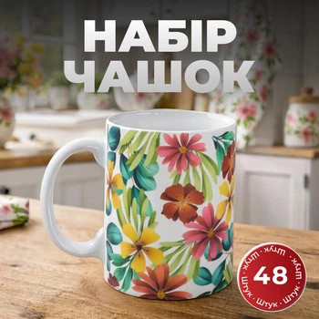 Набір порцелянових чашок 48 штук у коробці 400 мл чашки на подарунок для чаю та кави Червоний