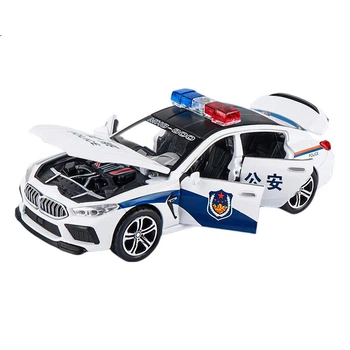 Модель автомобиля BMW M8 MAILE KID, металлическая, со светом и звуком, полицейская