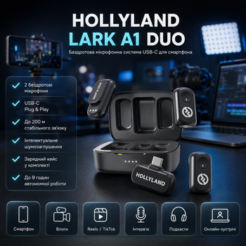 Мікрофонна радіосистема для смартфона Hollyland Lark A1 Duo USB-C