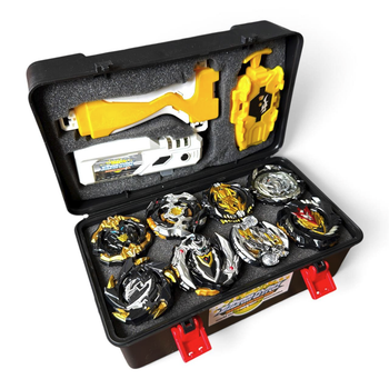 Подарочный набор Beyblade Burst Gold Edition — 8 золотых бейблейдов, кейс, 2 лаунчера, ручка, лаунчер-фонарик, монтажный ключ
