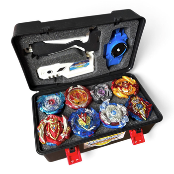 Подарунковий набір Beyblade Burst Evolution / Turbo / GT — 8 бейблейдів, кейс, 2 лаунчери, ручка, лаунчер-ліхтарик, монтажний ключ
