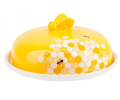 Блюдо керамічне для млинців 23см з кришкою Honey
