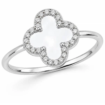 Кольцо серебряное Клевер с эмалью и фианитами Silver Style 16 р. (111520.10 sku:2300103312139)