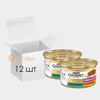 Влажный корм для кошек Gourmet Gold Двойное Удовольствие, с кроликом и печенью, 12 шт. по 85 г