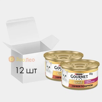 Влажный корм для кошек Gourmet Gold Двойное Удовольствие, с уткой и индейкой, 12 шт. по 85 г