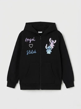 Дитяче худі для дівчинки чорне на застібці Lilo & Stitch 146 см