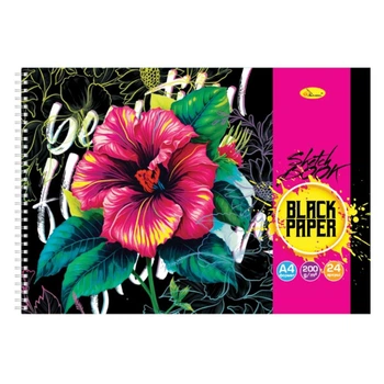 Скетчбук "BLACK Flowers rainbow" СБЧ-А4-24-3 А4, 24 листа