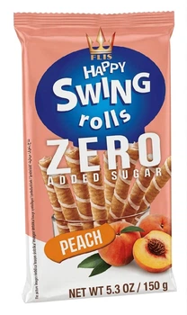 Вафельні трубочки Flis Happy Swing Wafer Rolls Peach Zero Added Sugar 150г