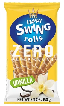 Вафельні трубочки Flis Happy Swing Wafer Rolls Vanilla Zero Added Sugar 150г