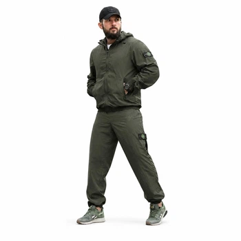 Чоловічий спортивний костюм Stone Island TR6848 хакі плащівка жатка куртка та штани M