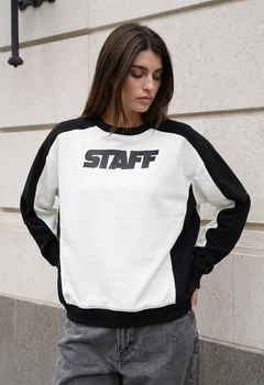 Женский Свитшот Staff Черно-белый Оверсайз С Логотипом Staff Logo Black & White Oversize M (402658)