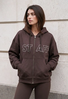 Женский худой стаф коричневый оверсайз с логотипом Staff brown logo oversize M-L (402549)