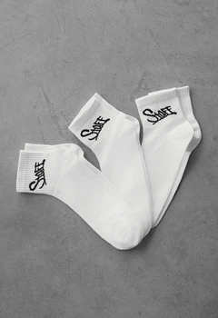 Носки Мужские Стаф Белые Однотонные С Логотипом Комплект 3 Пары Staff White Logo Универсальный (402555)
